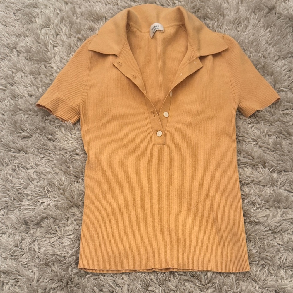 Aritzia Wilfred Orange Collared Top